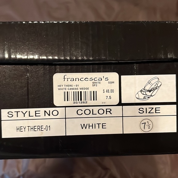 Like new size 7.5 white canvas and navy trim cork wedges - Picture 9 of 9